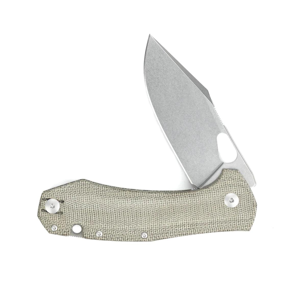 Giant Mouse ACE Grand Green Canvas Micarta Stonewashed Elmax Steel - Knives.mx