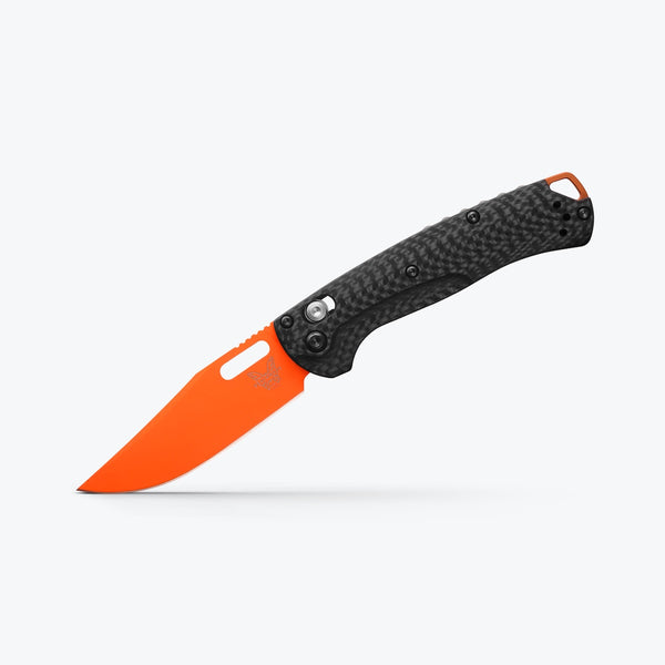 Benchmade Mini Taggedout® | Carbon Fiber 3K Twill Orange Cerakote CPM-MagnaCut