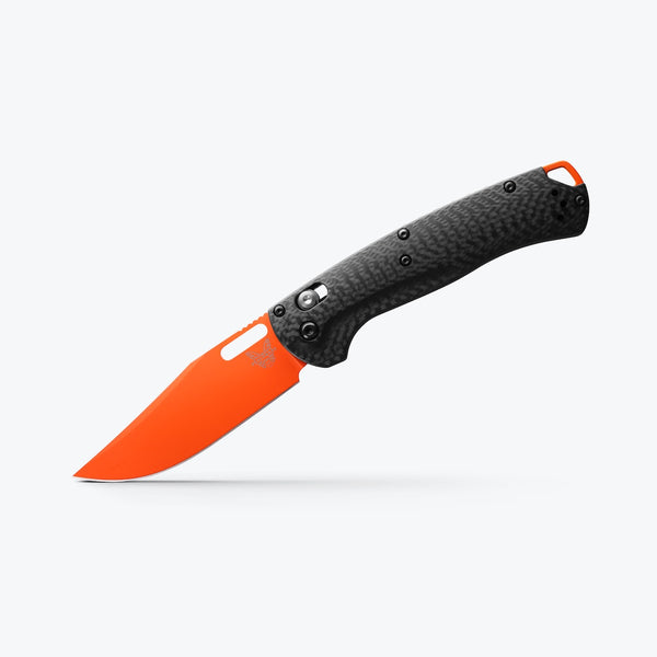 Benchmade Taggedout® | Carbon Fiber 3K Twill Orange Cerakote CPM-MagnaCut