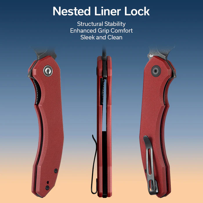 Civivi Bluetick Nested Liner Lock Burgundy G10 Black Stonewashed Drop ...