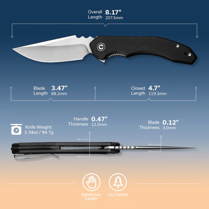 Nested Lock Civivi Bluetick Nested Liner Lock Black G10 Satin Drop Point 14C28N ...