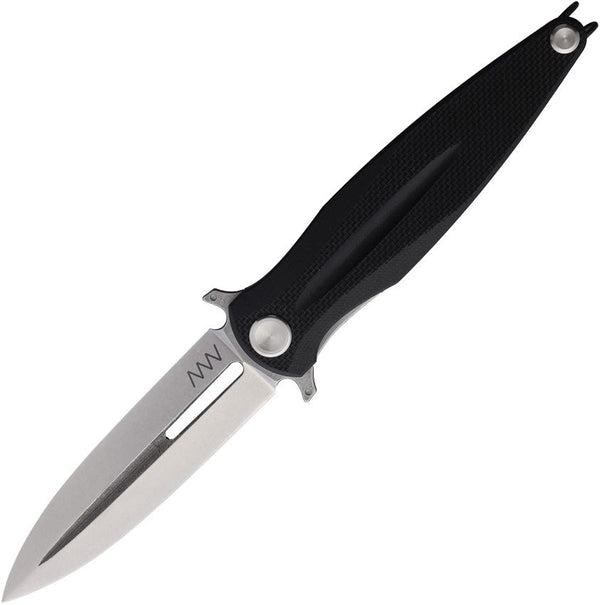 Acta Non Verba Knives Z400 Linerlock Black G10 Stonewash False Edge Sleipner