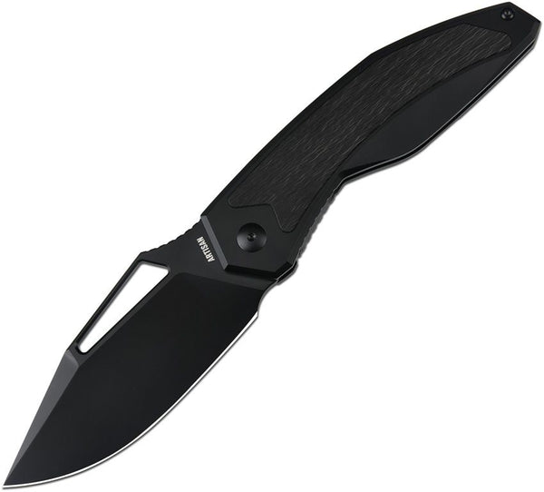 Artisan Fragarach Blackout Titanium with Fat Carbon Inlay PVD Coated Drop Point S90V