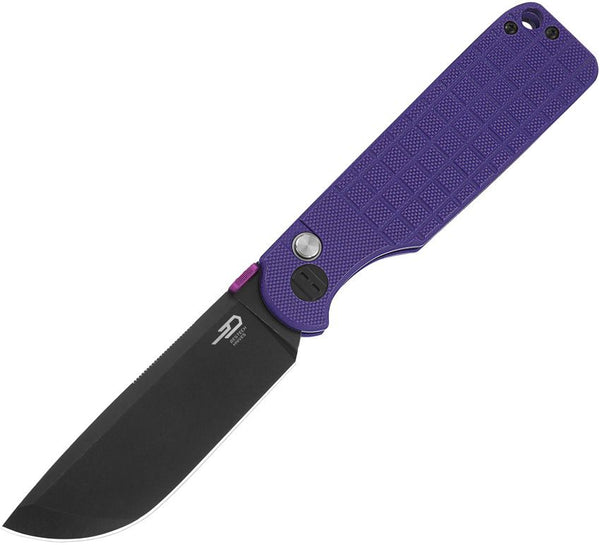 Bestech Knives Glok Button Lock Purple G10 Black Stonewash 14C28N Sandvik