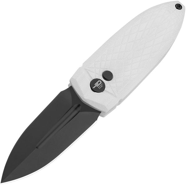 Bestech Knives Ququ Button lock White G10 Black DLC Coated 14C28N