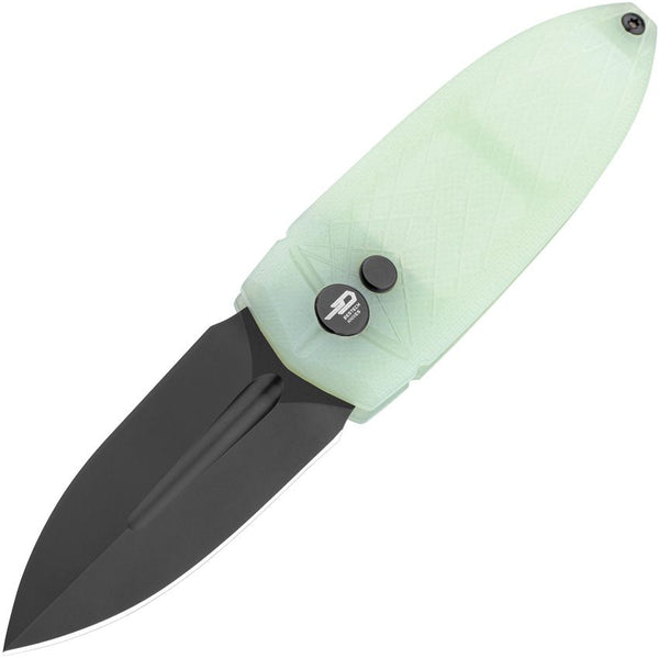 Bestech Knives Ququ Button lock Jade G10 Black DLC Coated 14C28N