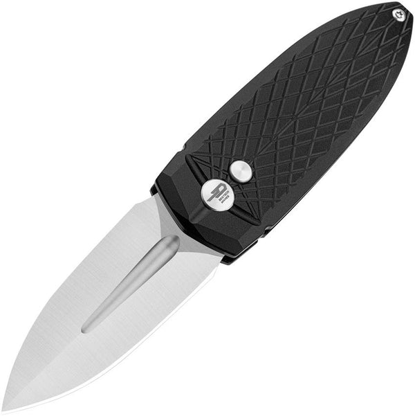 Bestech Knives Ququ Button lock Black Aluminum Satin 14C28N