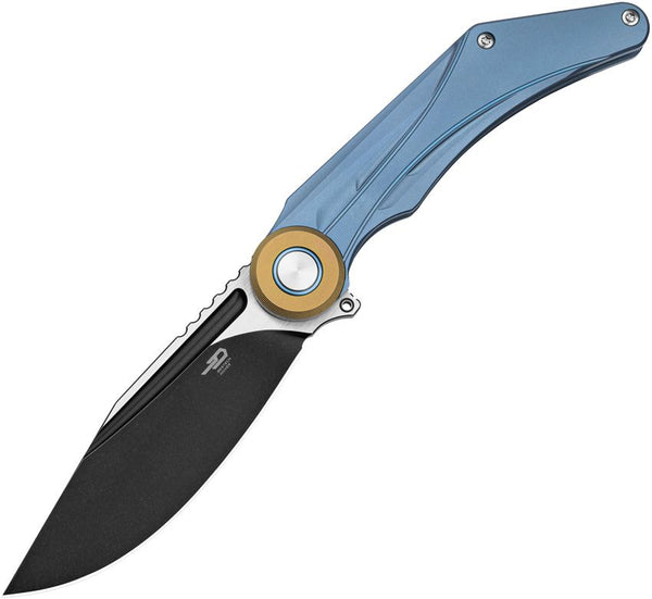 Bestech Knives Seraph Framelock Blue Titanium Two Tone Bohler M390