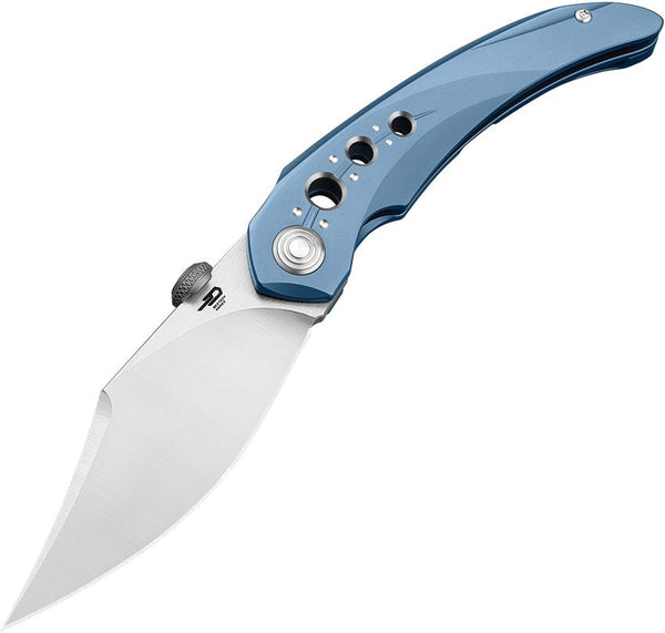 Bestech Knives Razon Framelock Blue Titanium Satin MagnaCut