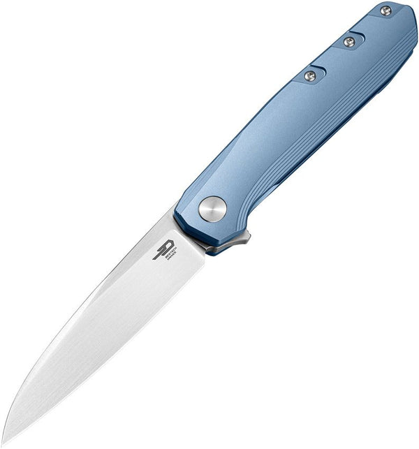 Bestech Knives 9 Framelock Blue Titanium Satin Bohler M390