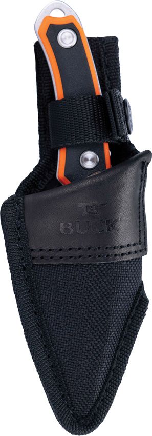 Buck Alpha Scout Select Orange GFN w Black Versaflex Inlay Stonewash Drop Point 420HC