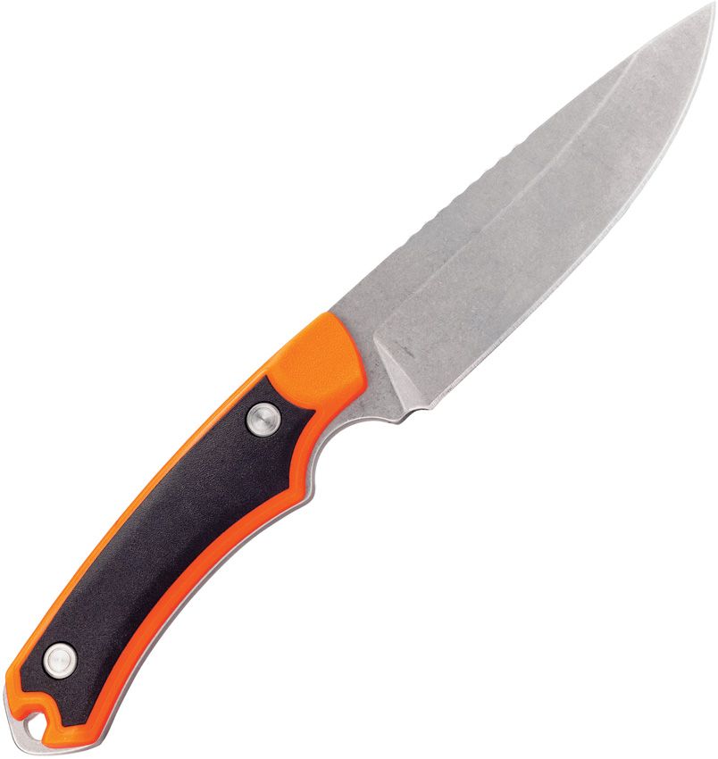 Buck Alpha Guide Select Orange GFN w Black Versaflex Inlay Stonewash Drop Point 420HC