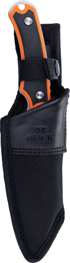 Buck Alpha Guide Select Orange GFN w Black Versaflex Inlay Stonewash Drop Point 420HC