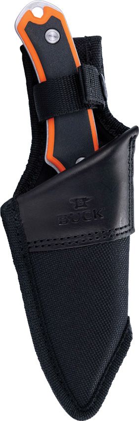 Buck Alpha Hunter Select Orange GFN w Black Versaflex Inlay Stonewash Drop Point 420HC