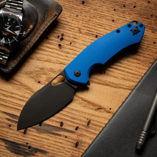 Giant Mouse Ace Biblio XL Liner lock Blue G10 Black PVD Vanadis 4E