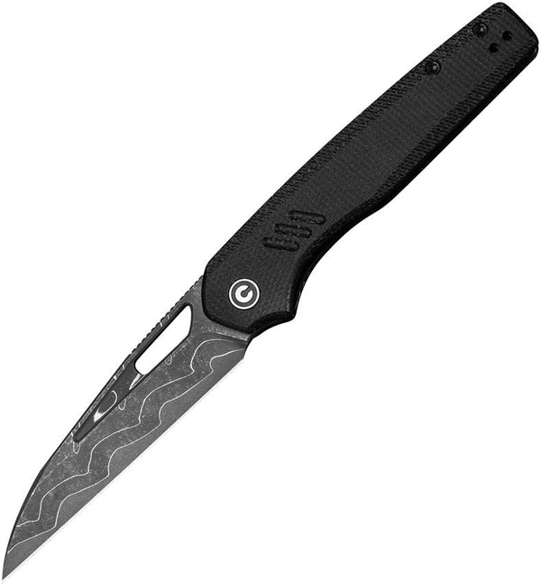 Civivi Guile Liner Lock Black Canvas Micarta Wharncliffe Damascus