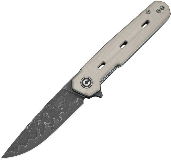 Civivi Navo Liner Lock Ivory G10 Drop Point Damascus