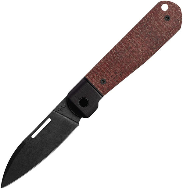 Case Cutlery Highbanks Revoindie Red Burlap Black Stonewash Modified Wharncliffe CPM-20CV