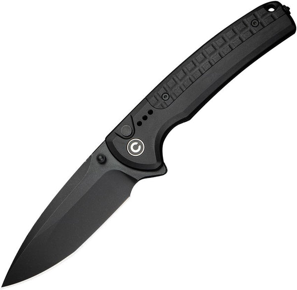 Civivi Sentinel Strike II Button Lock Blackout Aluminum Stonewashed Drop Point Nitro-V