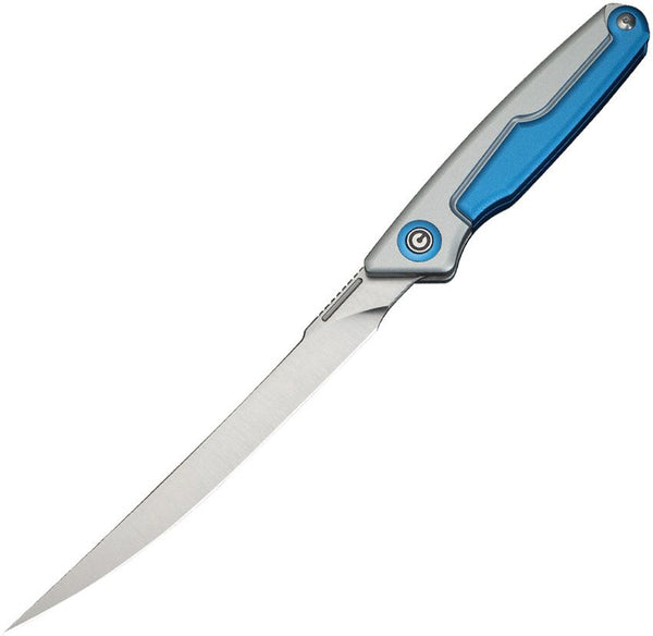 Civivi Shawka Fillet Liner Lock Blue, Silver Aluminum Satin Trailing Point 14C28N