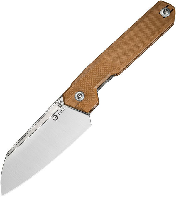 Civivi Hid Nested Linerlock Brown G10 Satin Reverse Tanto 14C28N