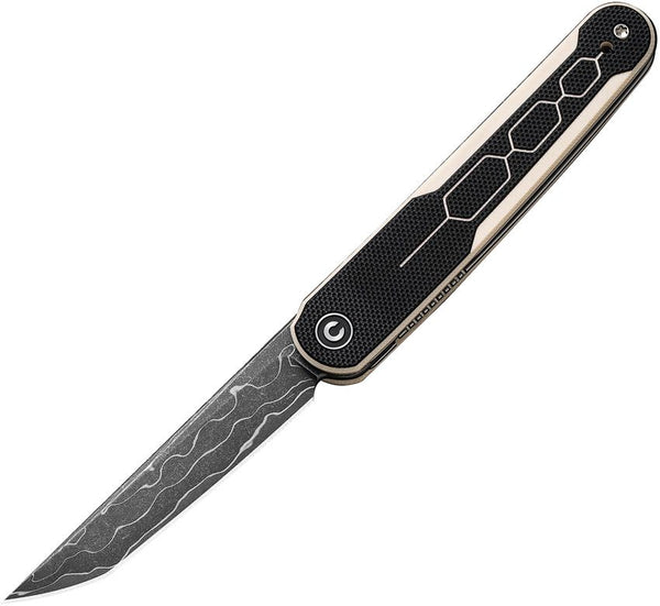 Civivi KwaiQ Liner Lock Ivory / Black G10 Tanto Damascus