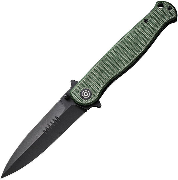 Civivi RS71 Liner Lock Green Canvas Micarta Spear Point Black Stonewashed Nitro-V