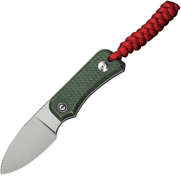 Civivi Baby Banter Fixed Blade Green Canvas Micarta Stonewashed Drop Point Nitro-V