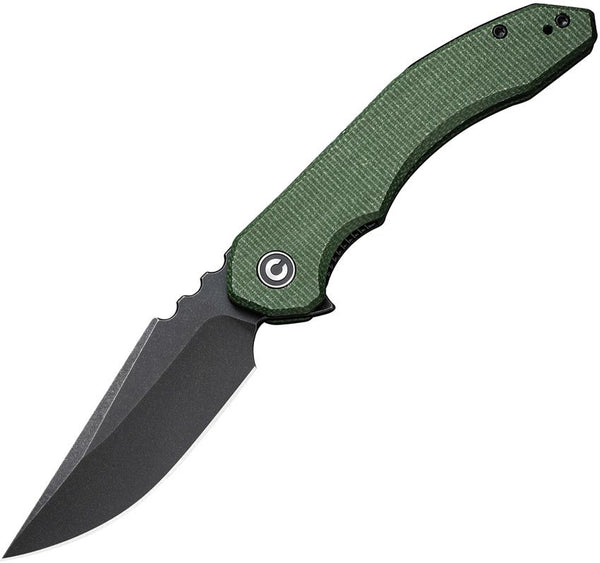 Civivi Bluetick Nested Liner Lock Green Canvas Micarta Black Stonewashed Drop Point 14C28N