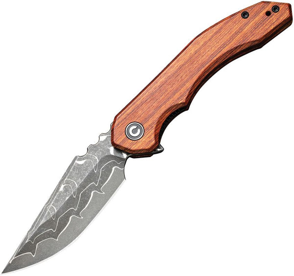 Civivi Bluetick Nested Liner Lock Guibourtia Wood Drop Point Damascus