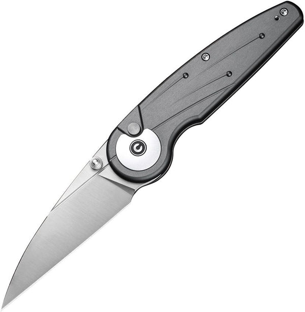 Civivi Starflare Button Lock Silver Aluminum Satin Wharncliffe Nitro-V