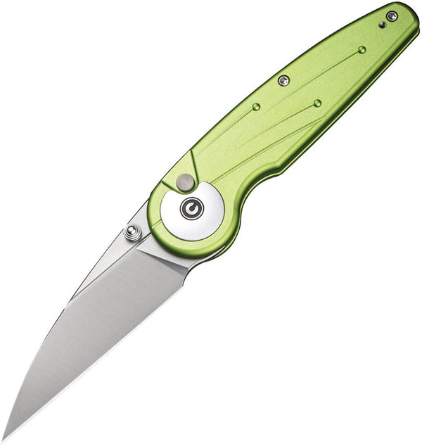 Civivi Starflare Button Lock Lime Green Aluminum Satin Wharncliffe Nitro-V