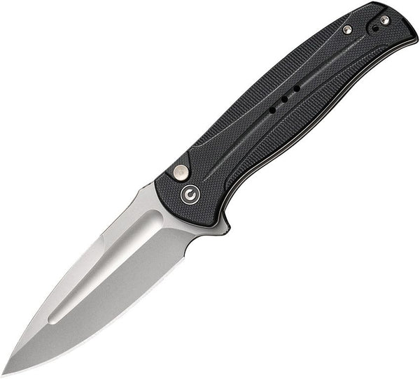 Civivi Incindie Button Lock Black G10 Stonewashed Spear Point 14C28N