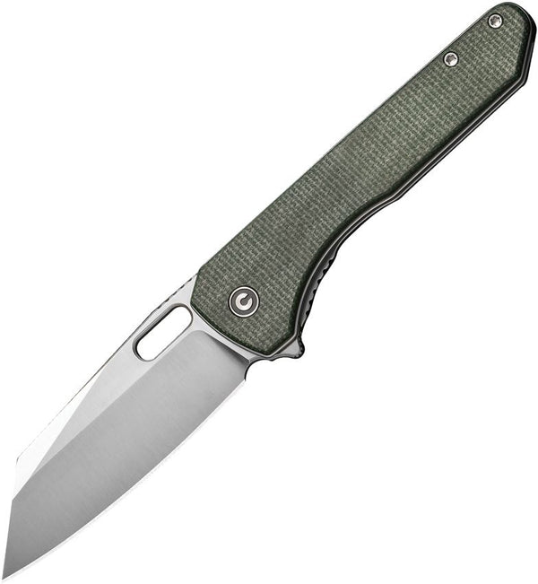 Civivi Nugz Liner Lock Green Canvas Micarta Satin Reverse Tanto 14C28N Sandvik