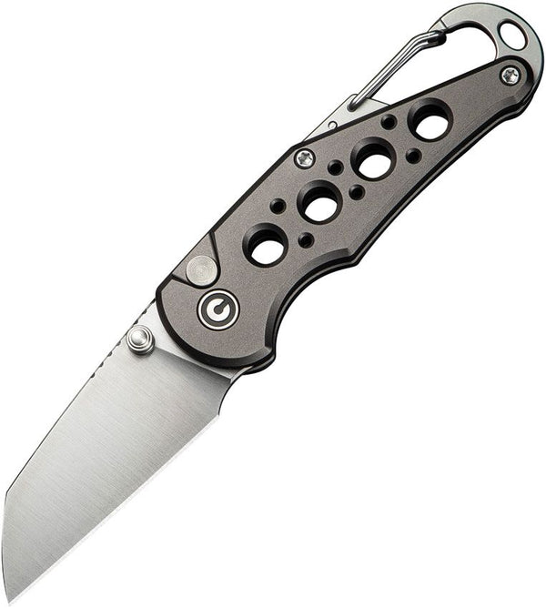 Civivi Pragma Button Lock Gray Aluminum Satin Wharncliffe Nitro-V