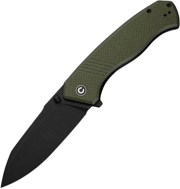 Civivi Placoid Liner Lock OD Green Coarse G10 Black Stonewashed Clip Point 14C28N