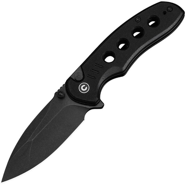 Civivi Triptych Button Lock Blackout G10 Stonewashed Drop Point 14C28N