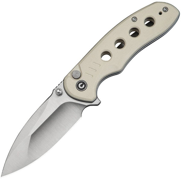 Civivi Triptych Button Lock Ivory G10 Satin Drop Point 14C28N