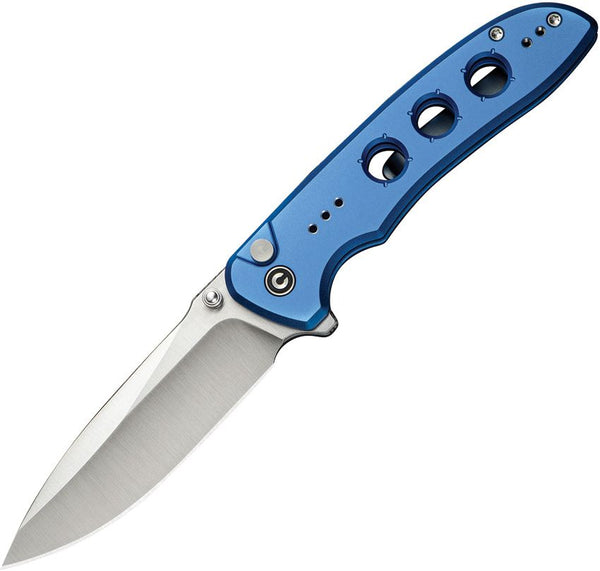 Civivi Hyperpulse Button Lock Blue Aluminum Satin Drop Point 14C28N