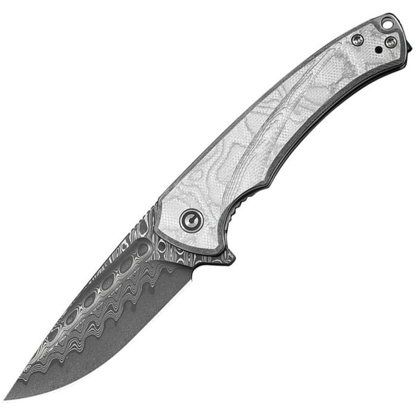 Civivi Voidflare Linerlock Aluminum Foil w G10 Drop Point Damascus