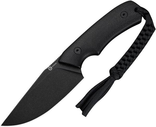 Civivi Gander Fixed Blade Blackout Canvas Micarta Stonewashed Clip Point 14C28N