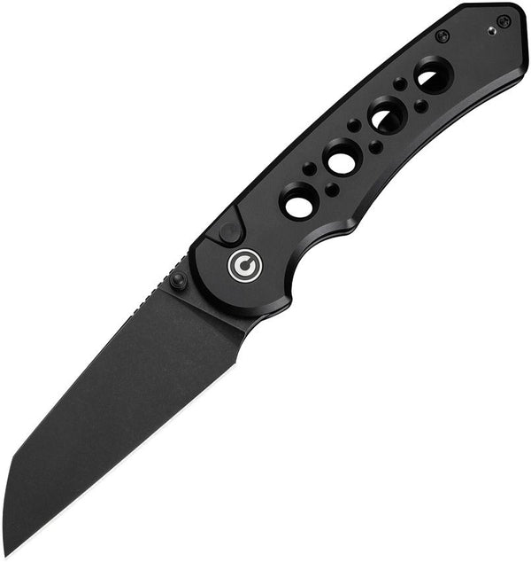 Civivi Pragma Prime Button Lock Blackout Aluminum Stonewashed Wharncliffe 14C28N