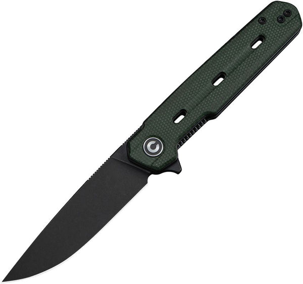Civivi Navo Liner Lock Green Canvas Micarta Black Stonewashed Drop Point Nitro-V