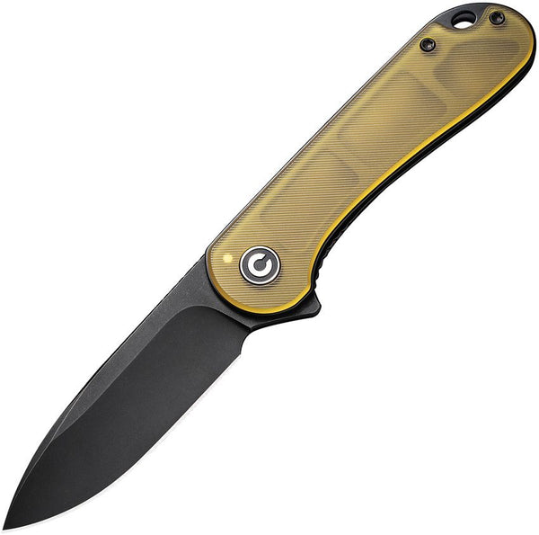 Civivi Elementum Liner Lock Polished Ultem Black Stonewashed Drop Point D2