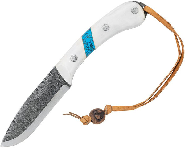 Condor Blue River Fixed Blade White Micarta w Turquoise Inlay Scandi 1095HC