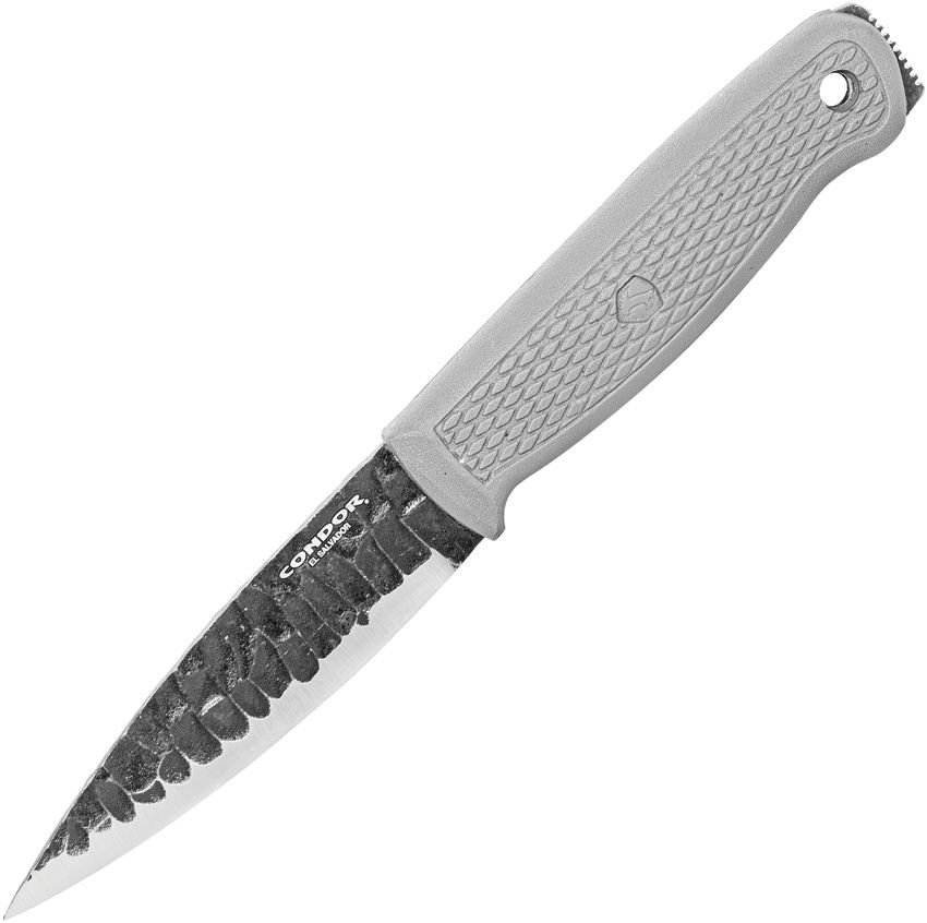 Condor Trog Knife Gray Polypropylene Handle Scandi Forged Flint Texture 1095HC