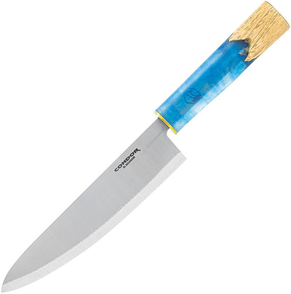 Condor Shefu Gyuto Knife Blue Epoxy Resin & Hickory Wood Blasted Satin 440C