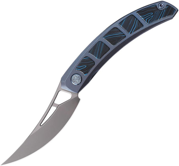 Cavol Kamasu Framelock Blue Titanium w G10 Inlay Gray Ceramic Coated Bohler M390