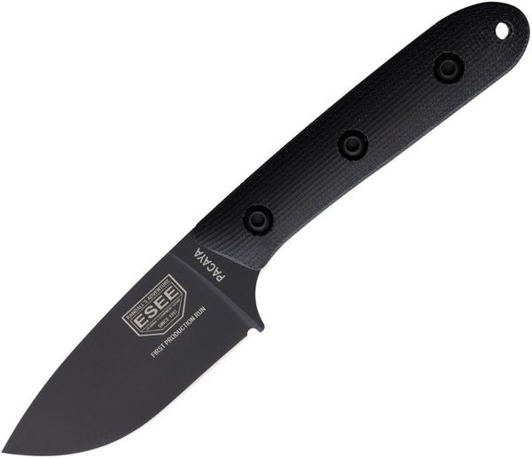 ESEE Pacaya Fixed Blade Black Canvas Micarta Cerakote Drop Point CPM-3V