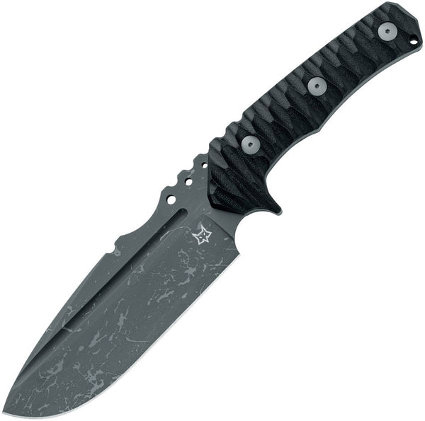 Fox Uro Fixed Blade Black Sculpted G10 Acid Washed Niolox
